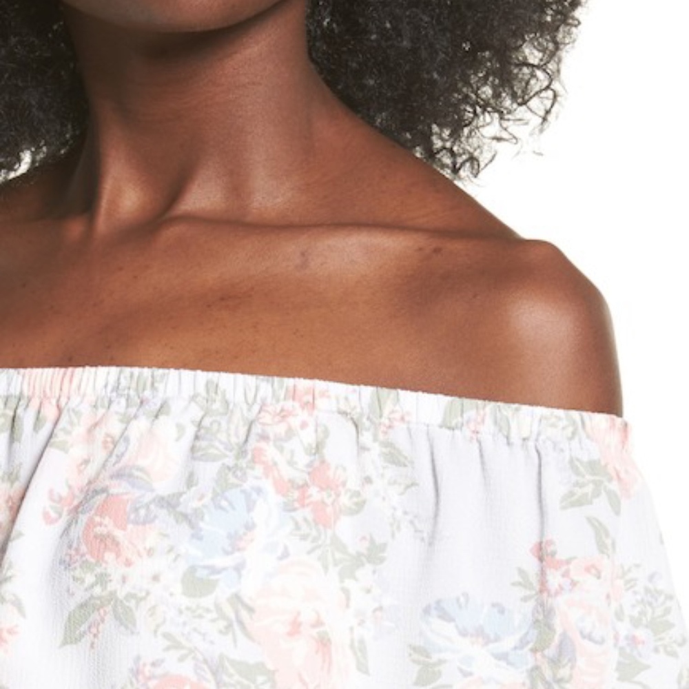 WAYF Off the Shoulder Crop Top Size Medium Floral - Picture 3 of 8